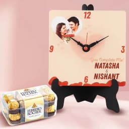 Amazing Personalized Photo Table Clock with Ferrero Rocher Chocolates 1