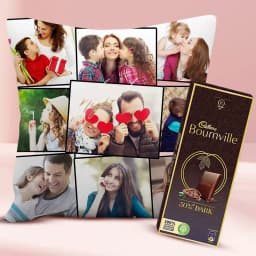 Elegant Personalized Cushion with Cadbury Dark Milk Chocolate Bar 1