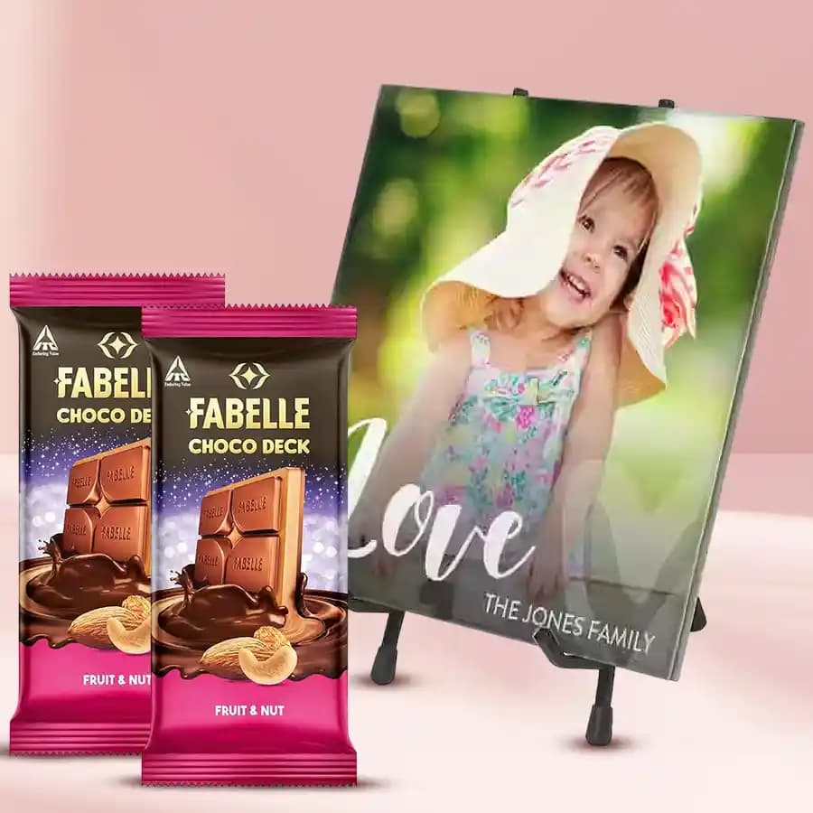 Amazing Personalized Photo Tile with ITC Fabelle Twin Chocolates