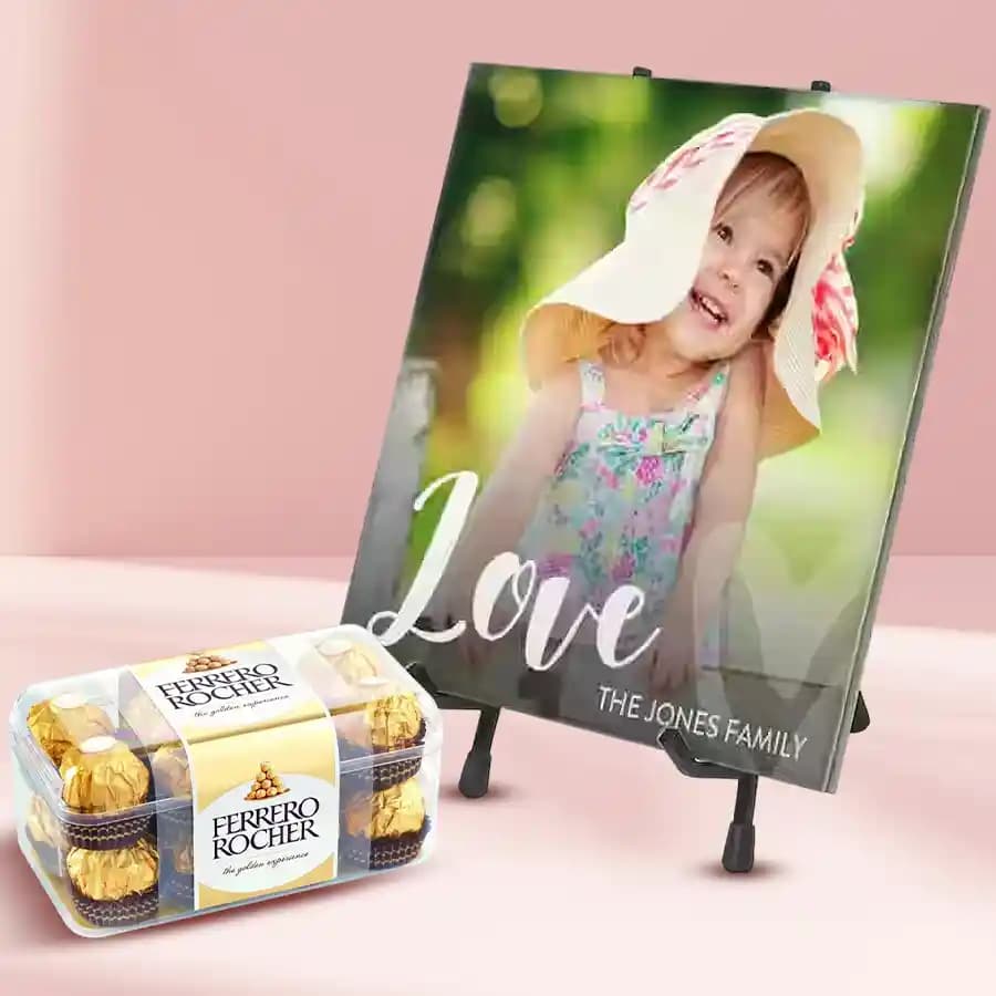 Amazing Personalized Photo Tile with Ferrero Rocher Chocolate