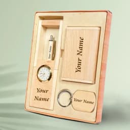 Custom Engraved Wooden Office Essentials Kit 1