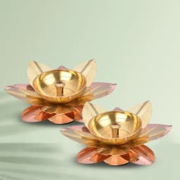 Elegant Brass Lotus Deepak Duo 1