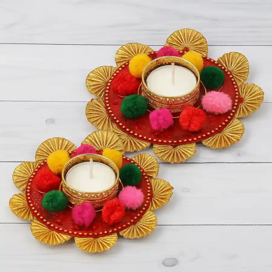 Colorful Floral Motif Candle Holders
