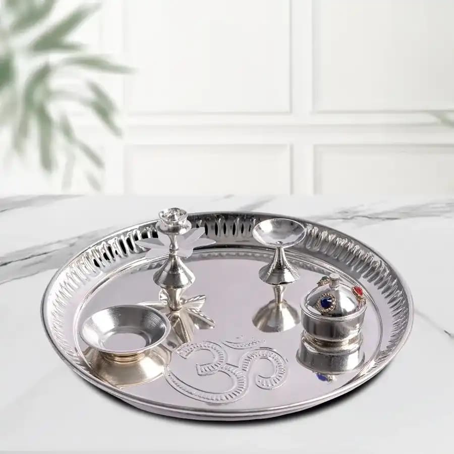 Elegant Silver Pooja Thali Collection