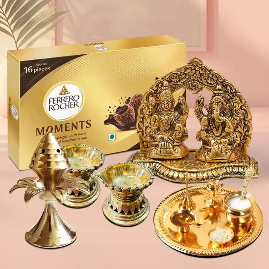 Sacred Puja Ensemble with Gourmet Chocolates