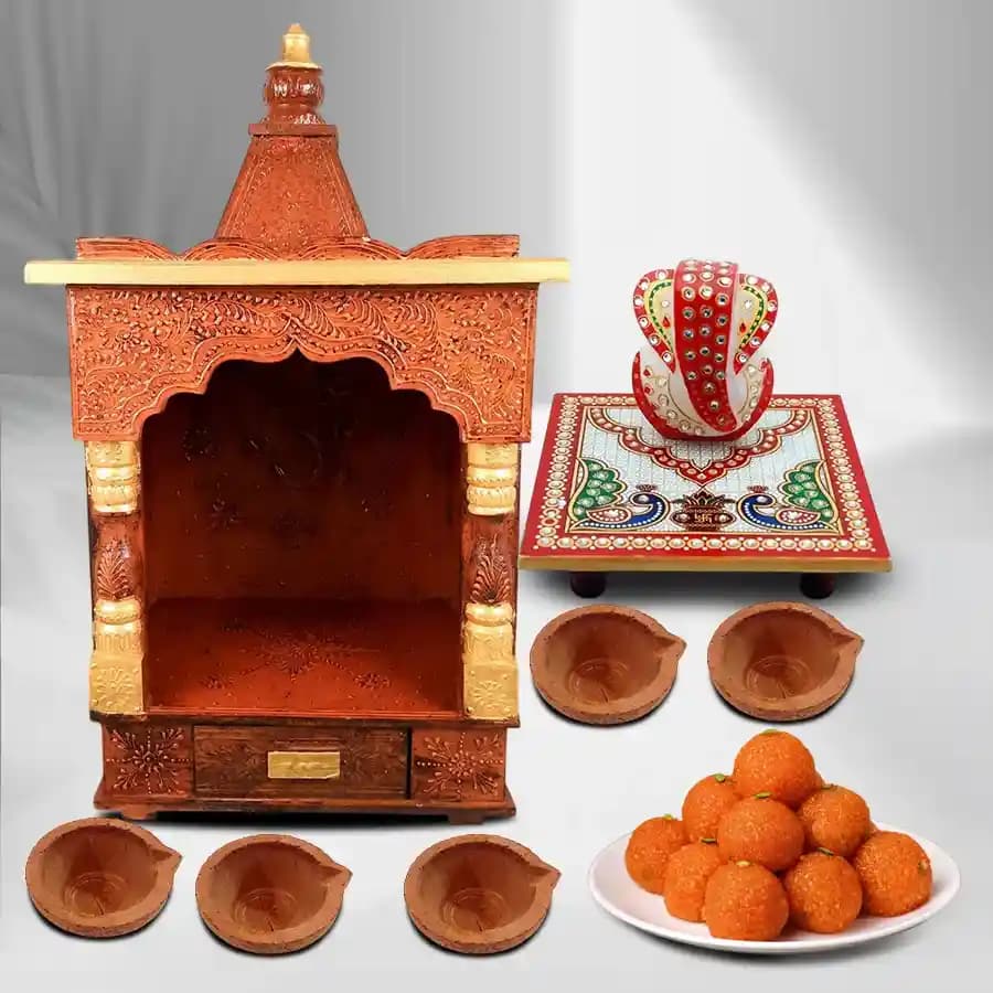 Divine Wooden Temple Gift Ensemble