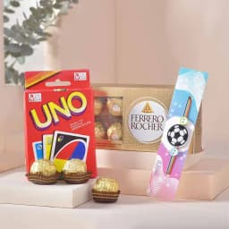 Appealing Rakhi Combo with UNO N Ferrero Rocher 1