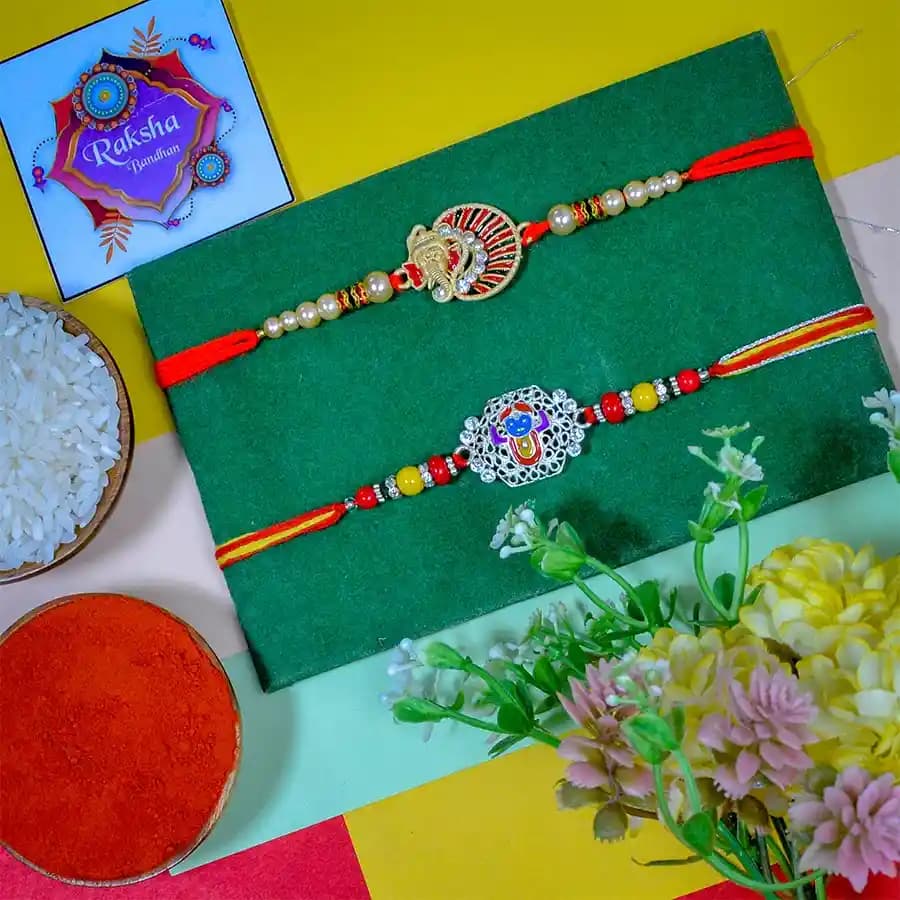 Holy Ganesh n Sreenath Ji Rakhi Combo