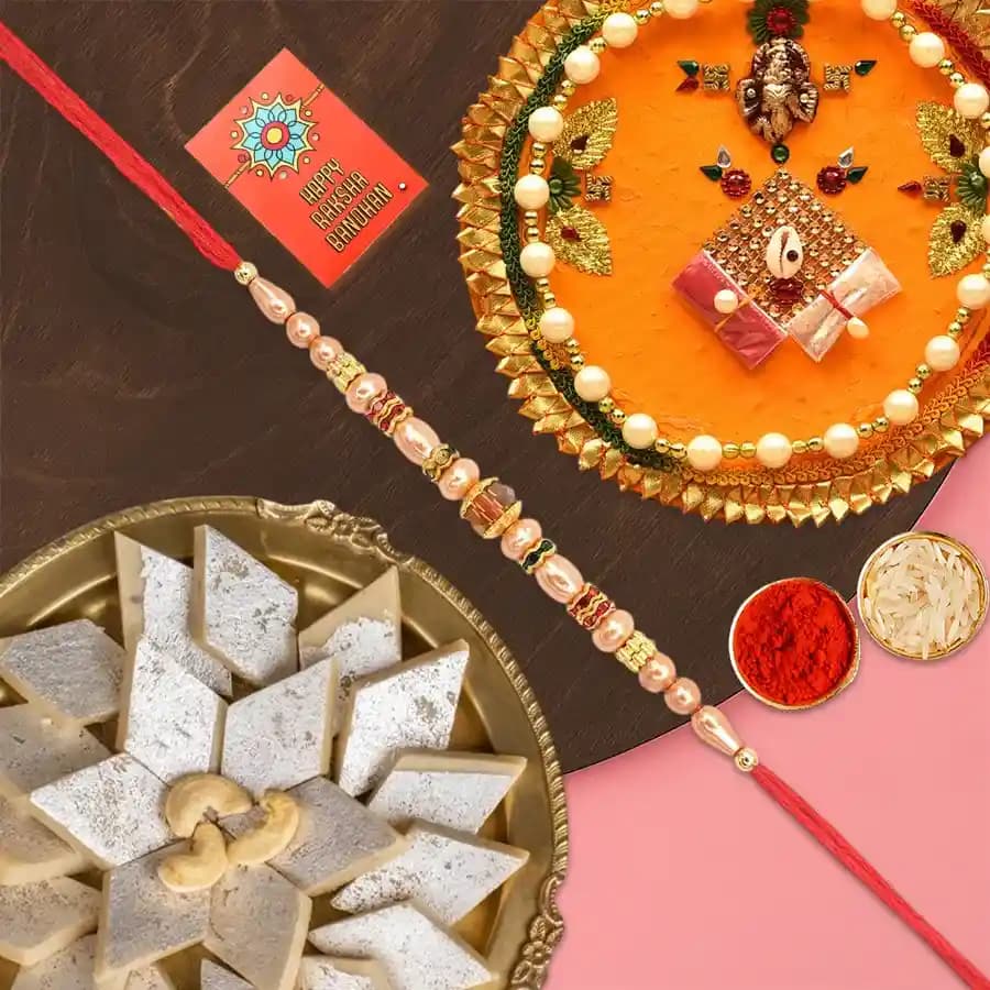 Vibrant Pooja Thali with Traditional Sweets