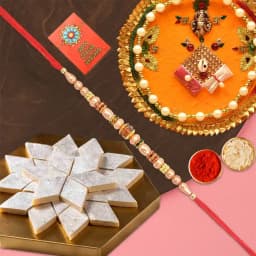 Divine Pooja Thali with Exquisite Kaju Katli 1