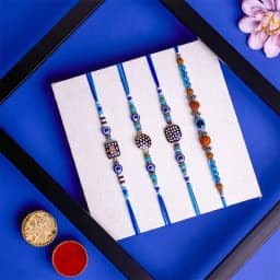 Stylish Evil Eye Kundan Rakhi Set 1