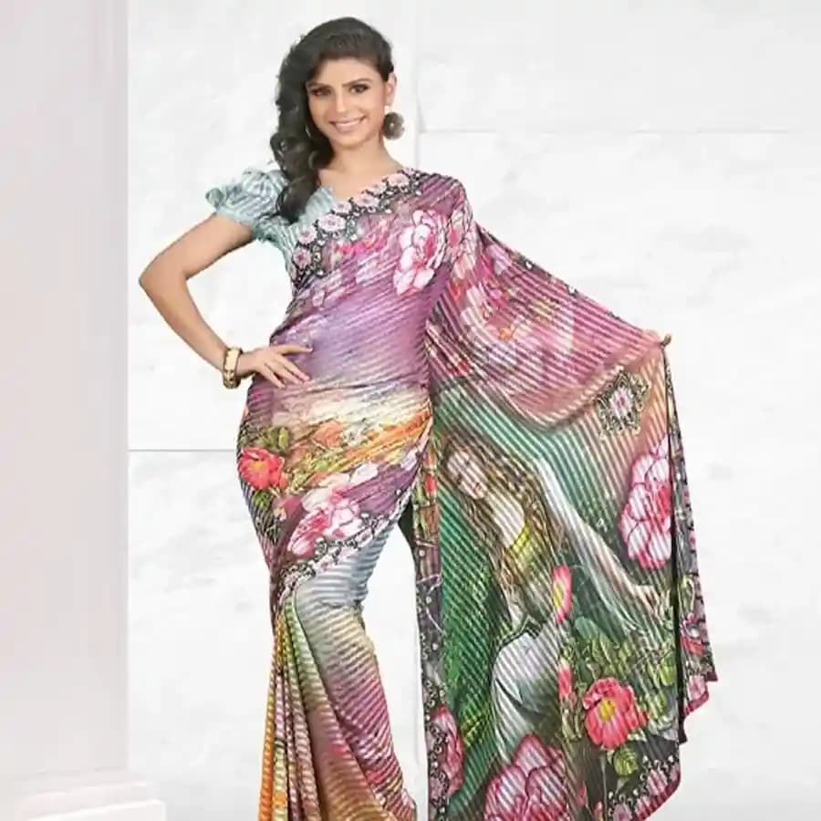 Extravagant Printed Georgette Saree from Suredeal