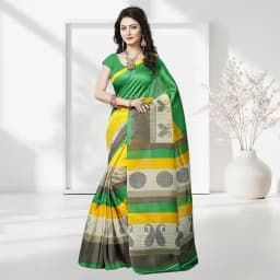 Stylish Rainbow Crepe N Chiffon Printed Saree Collection 1