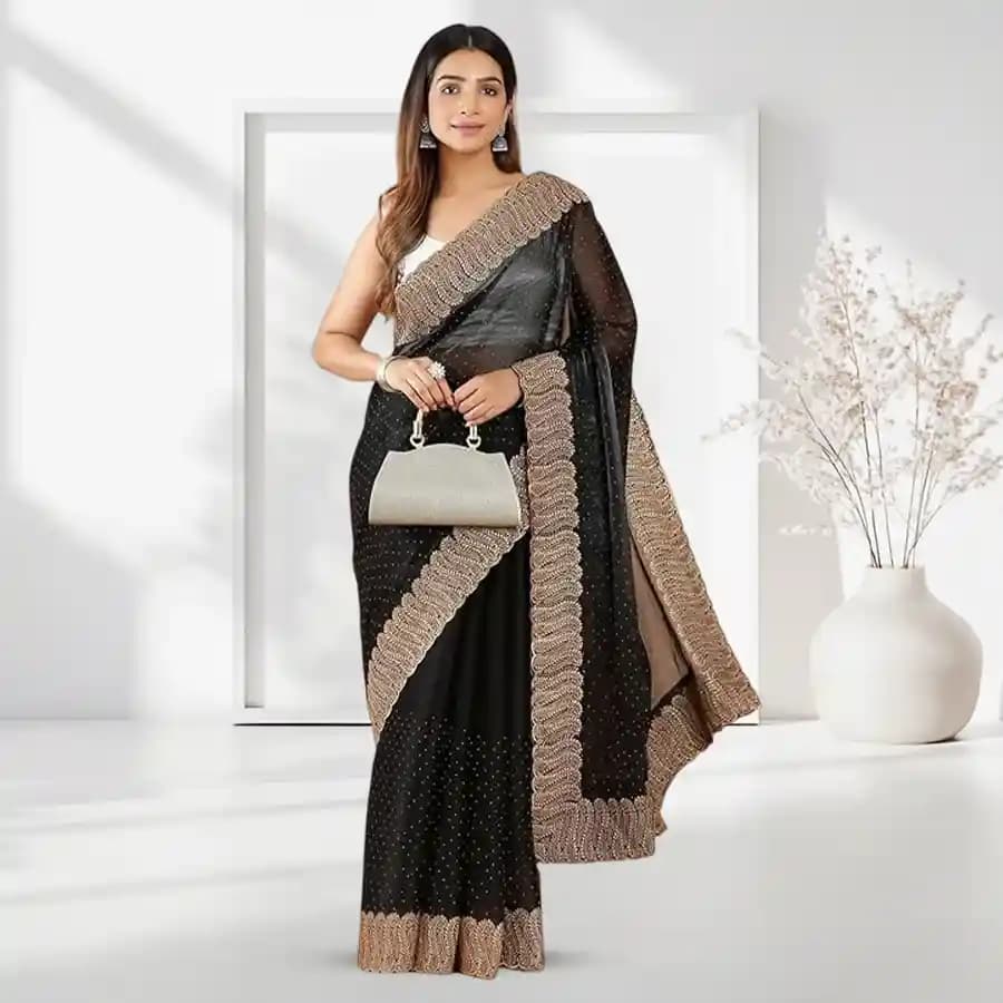 Exclusive Glitz Net Chanderi Saree