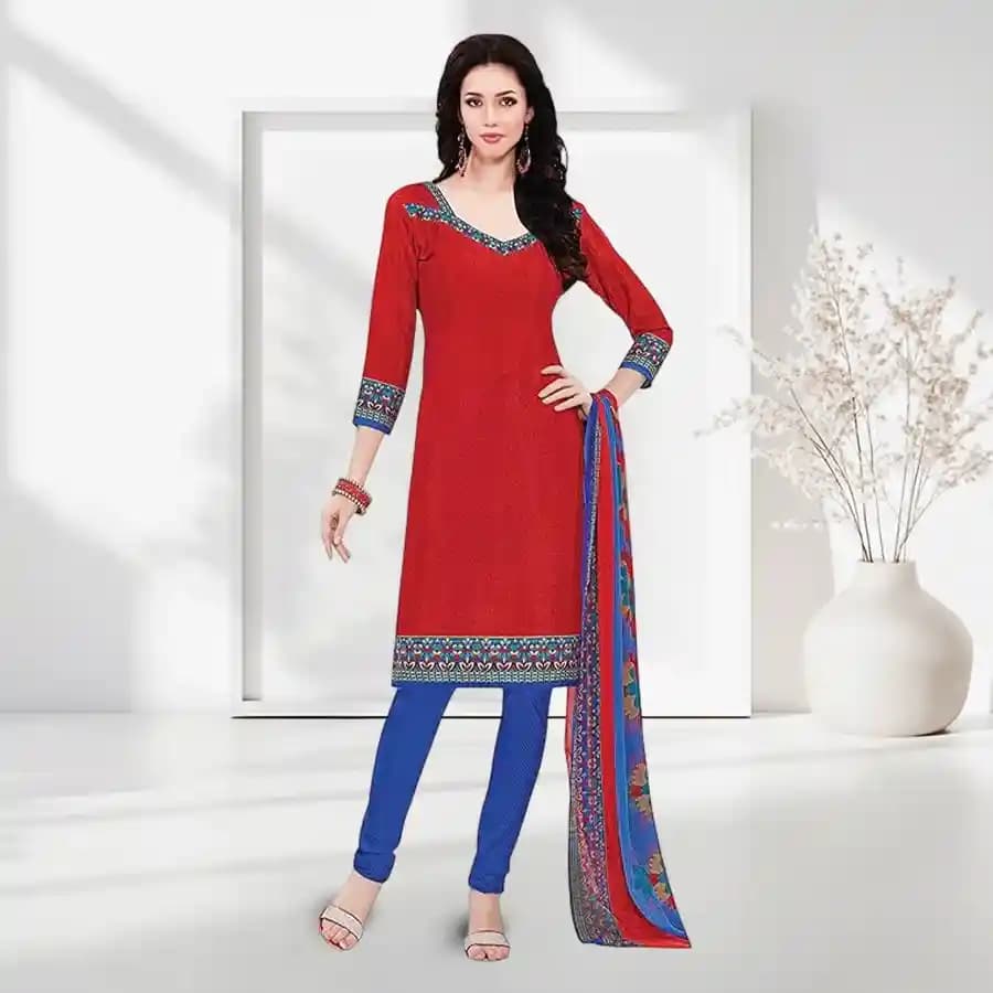 Suave Desi Style Welcome Cotton N Chiffon Printed Salwar Suit