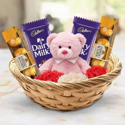 Marvelous Chocolates N Teddy in a Basket 1