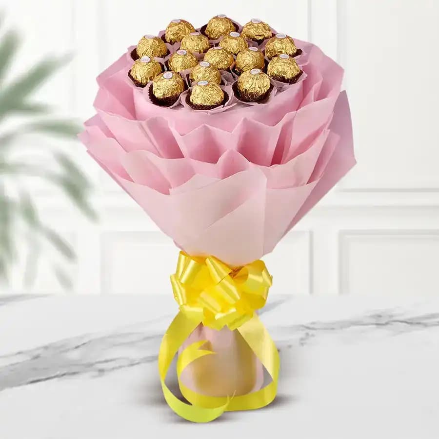 Express Delivery Wonderful 16 pcs Ferrero Rocher Chocolate Bouquet
