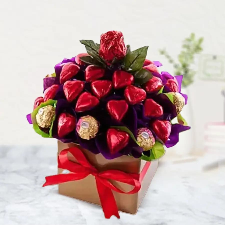 Remarkable Rocher n Hearty Chocolates Arrangement