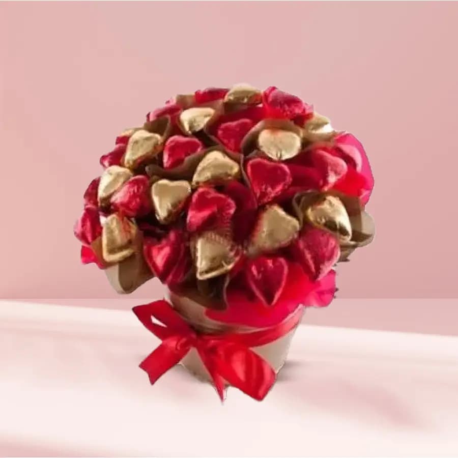 Bucket Full of Heart Shape Chocolates