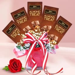 Irresistible Cadbury Temptations Almond Chocolates in a Glass Vase with Single Rose 1