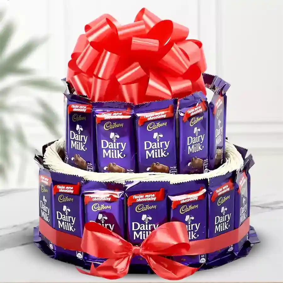 Marvellous 2 Tier Arrangement of Cadbury Dairy Milk Chocolates