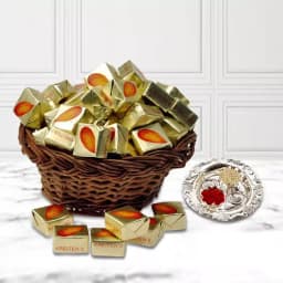 Almond Toffee with Silver Plated Puja Thali 1