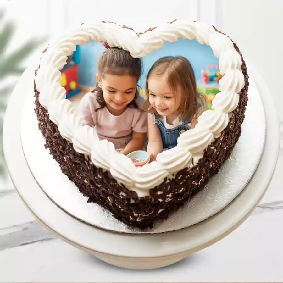 Remarkable Heart Shape Black Forest Photo Cake