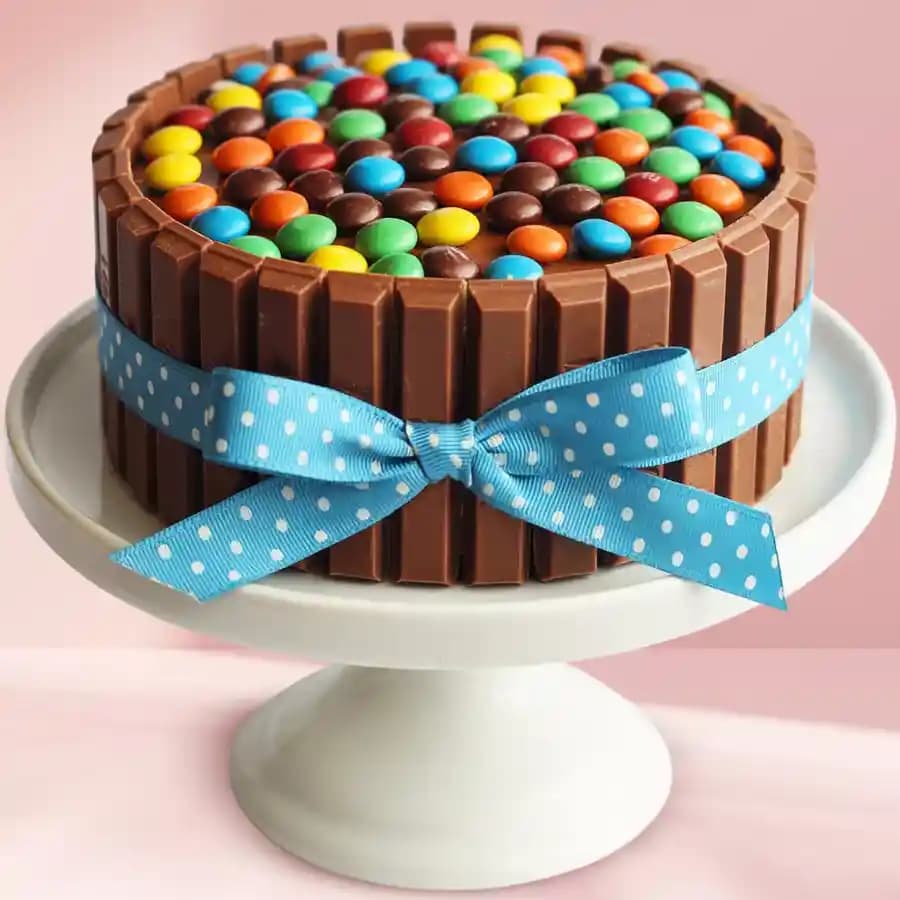 Irresistible Kitkat with Gems Topping Cake