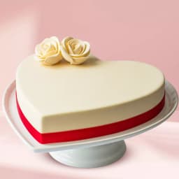 Fresh-Baked Heart Shaped Vanilla Fondant Cake with Rose Design 1