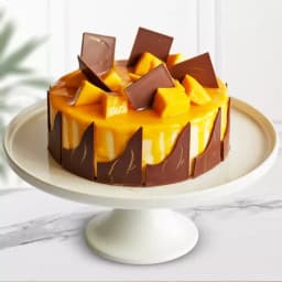 Marvelous Eggless Mango Cake with Chocolates Thins 1