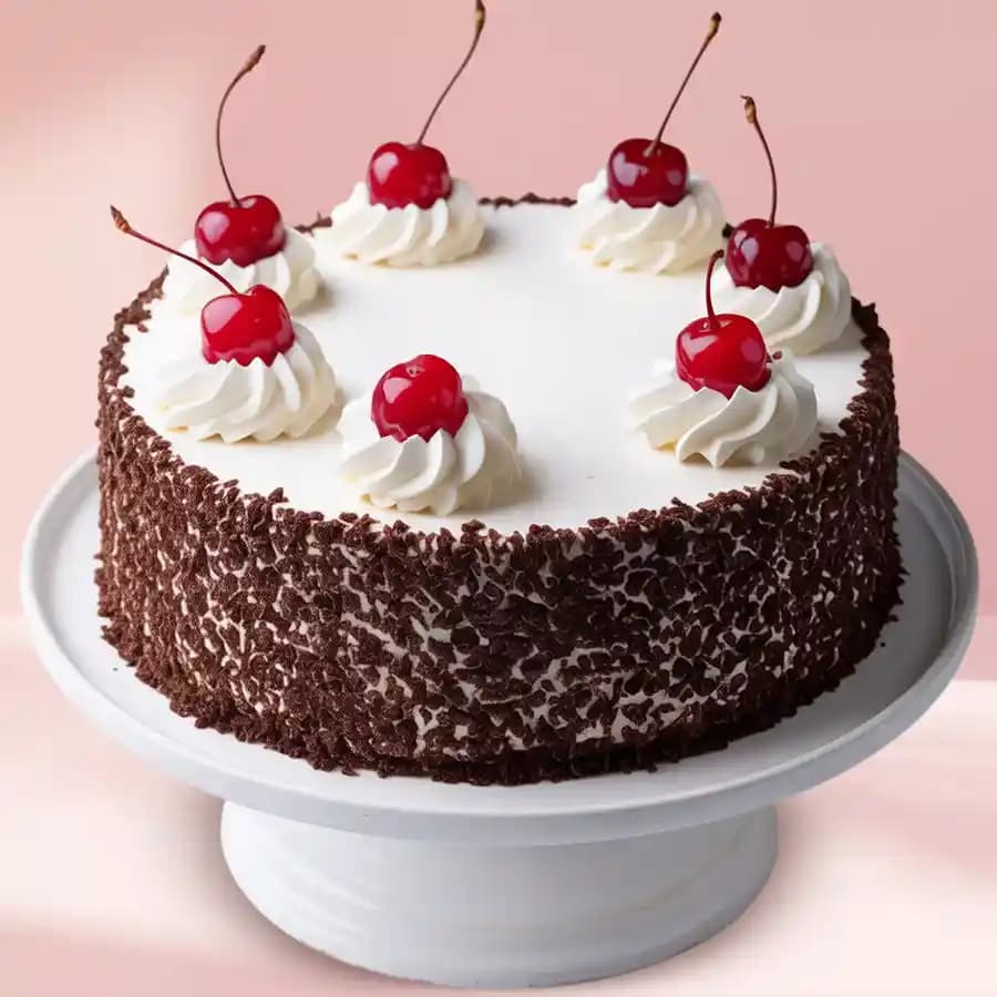 Tempting Heart N Flower Design Eggless Black Forest Cake