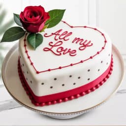 Remarkable Heart Shape Vanilla Cake with a Rose 1