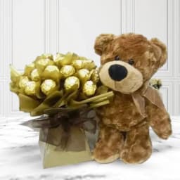 Marvelous Brown Teddy with Ferrero Rocher Chocolate 1