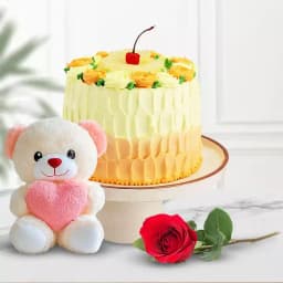 Delectable Eggless Butter Scotch Cake with Teddy N Rose 1