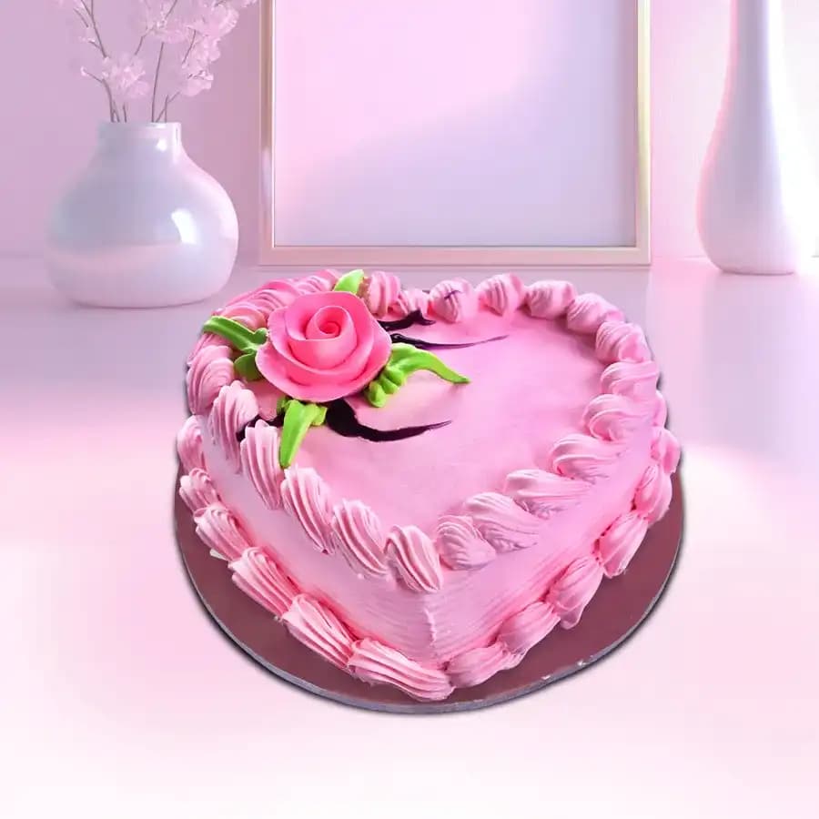 Amazing Heart Shaped Strawberry Cake