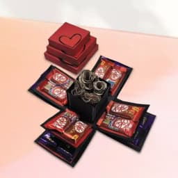 Marvelous Triple Layer Explosion Box of Chocolates N Roses 1