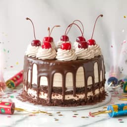 Blissful Black Forest Cake for XMas with Party Poppers 1