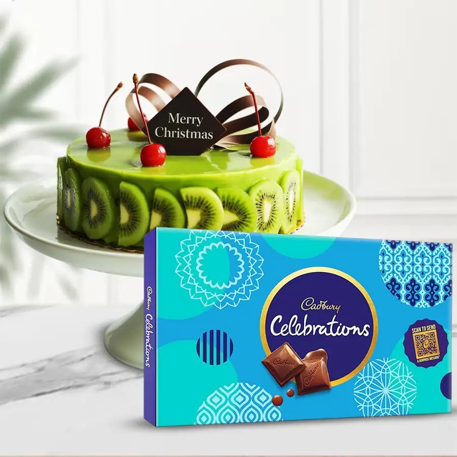Tasty Kiwi Cake with Cadbury Celebrations Pack