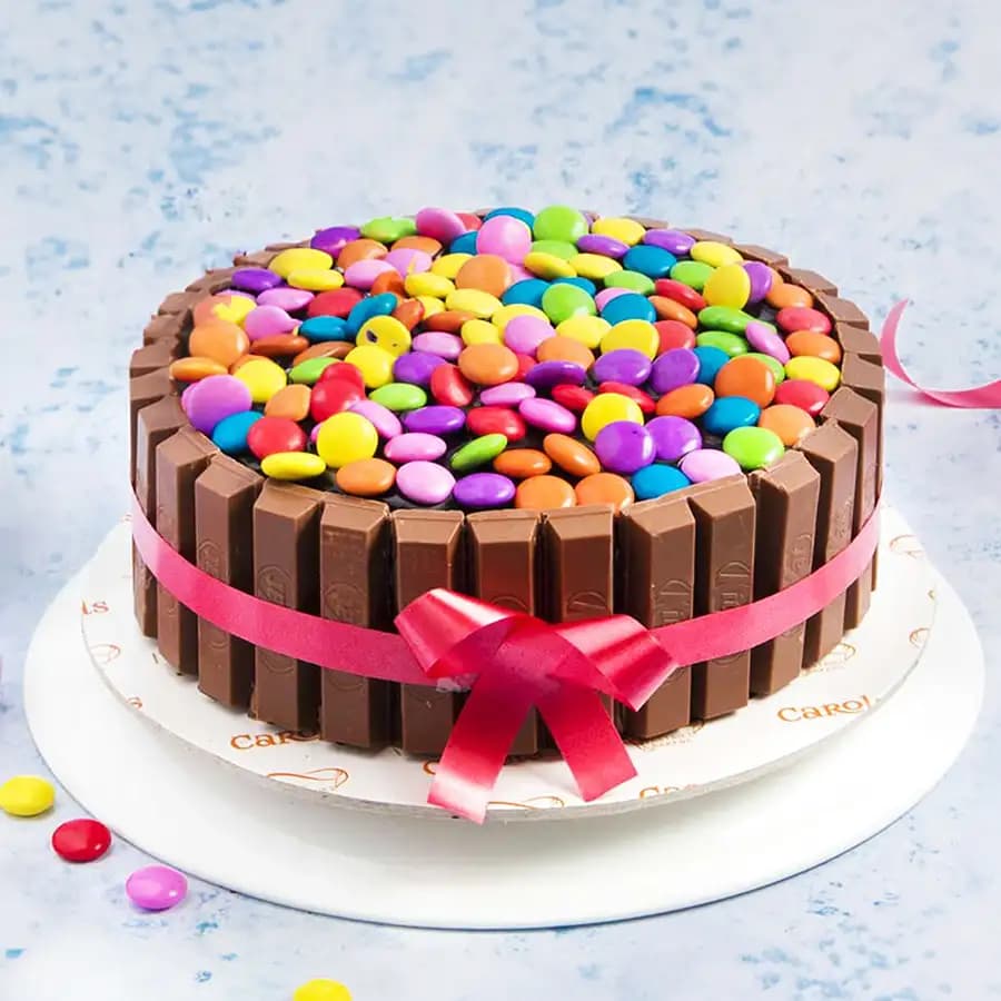 Chocolate Coated KitKat Gems Cake
