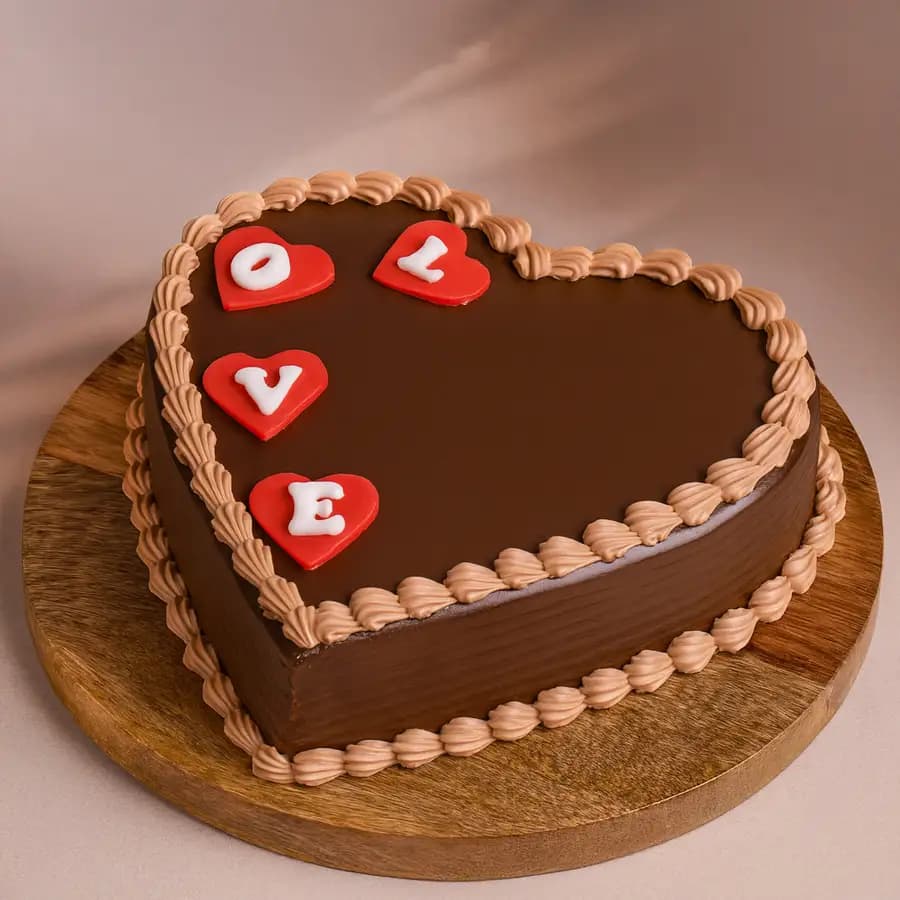 Breathtaking Heart Shape Chocolate Flavor Cake