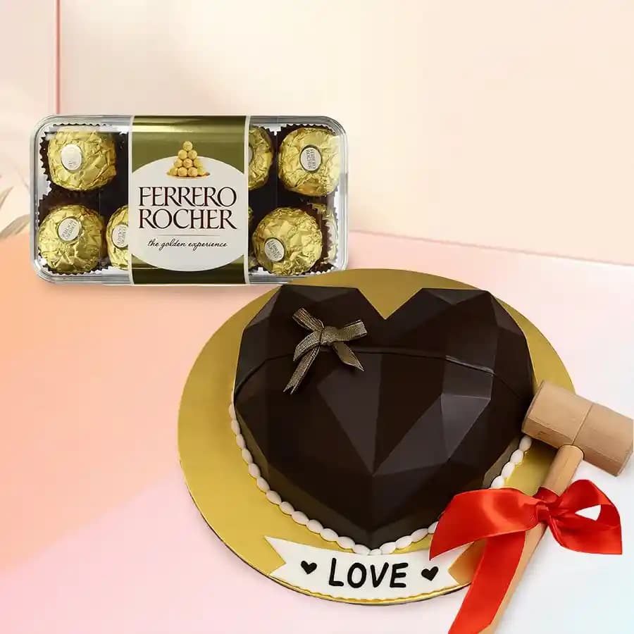 Charming Heart Surprise Cake with Chocolates
