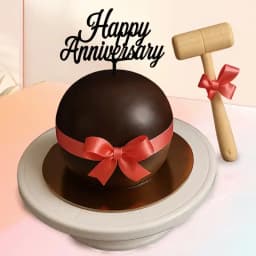 Ambrosial Round Chocolate Pinata Cake with Hammer 1