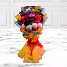 Colorful Bouquet of Knitting Wools n Mixed Cadbury Chocolate 1