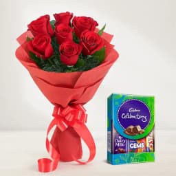 Red Rose Bouquet with Cadbury Mini Celebrations Pack 1