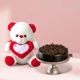Delicious Chocolate Cake with Brown Teddy for Teddy Day 1