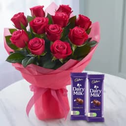 Red Rose Bouquet with Dairy Milk Chocolates 1