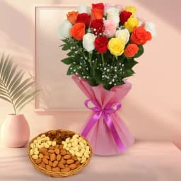 Multicolored Roses with Assorted Dry Fruits 1
