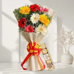 Beautiful Gerberas Bouquet with Ferrero Rocher Chocolate 1
