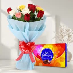 Gorgeous Mixed Roses Bouquet with Cadbury Celebrations 1