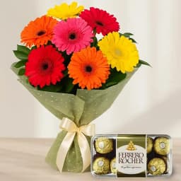 Mixed Gerberas N Ferrero Rocher Combo 1